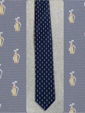 Navy Jaquard Golf Bag Foulard Novelty Tie Classic Width Extra Long